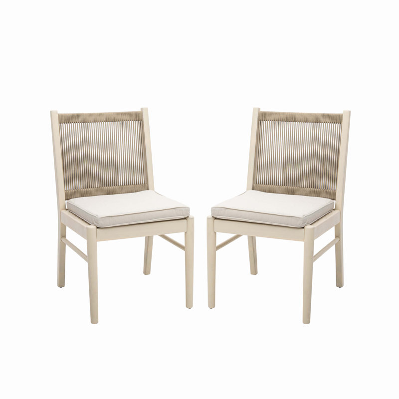 Chaise de salle à manger en bois d'acacia touffeté de style mitsumasa