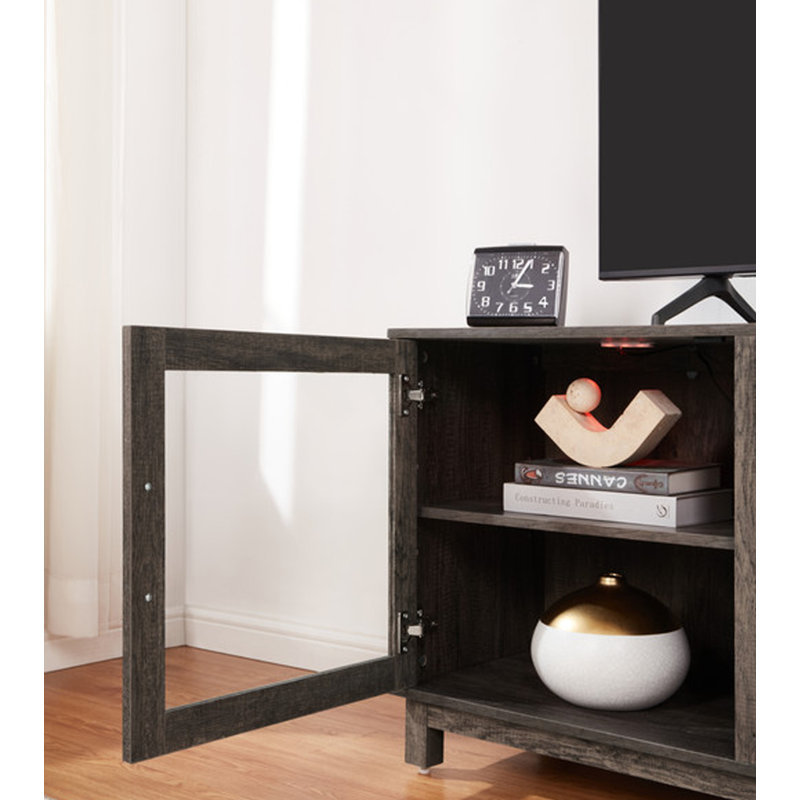 Meuble télé avec foyer et chauffage, armoire en bois pour téléviseur de 65 po ou moins