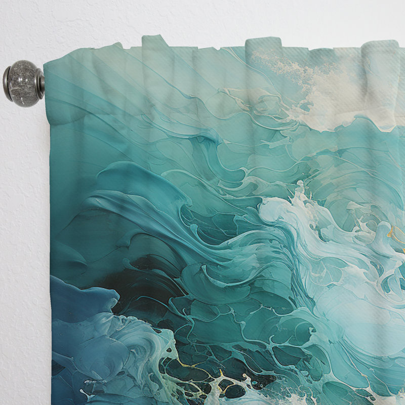Milena - Rideau obscurcissant à motif abstrait Modern Waves - 1 panneau, L 52 po x L 108 po