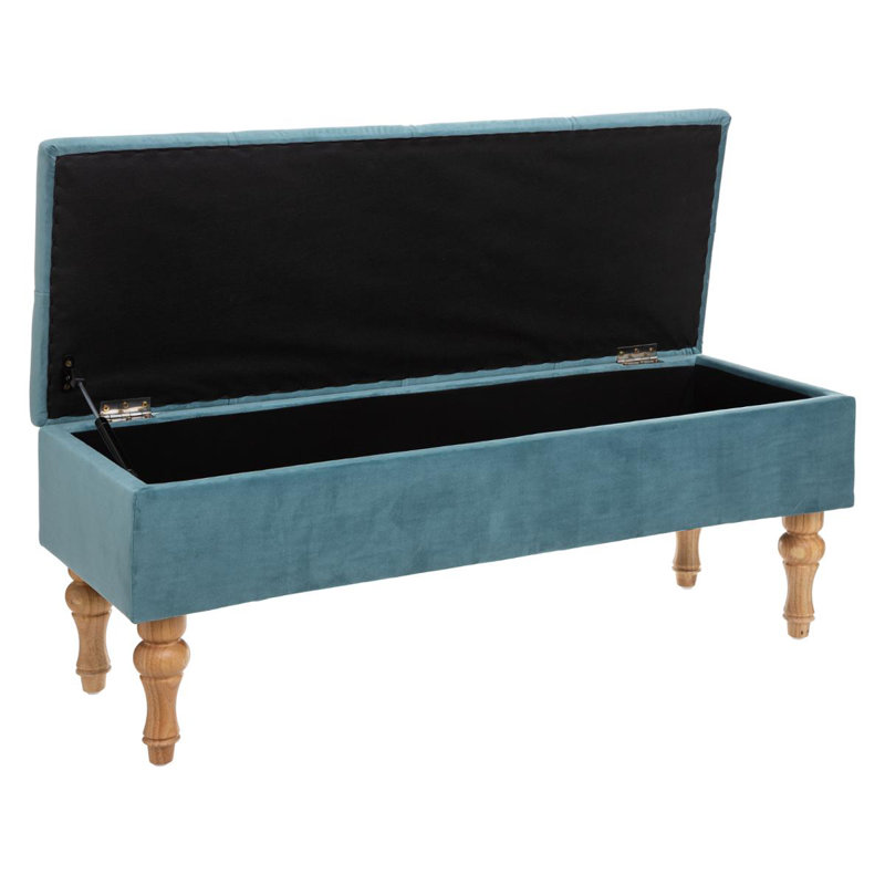 Zebulon Upholstered Storage Bench, Blue