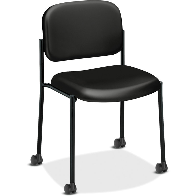 Chaise empilable à dossier haut sans accoudoirs, Cuir noir, Sans accoudoirs