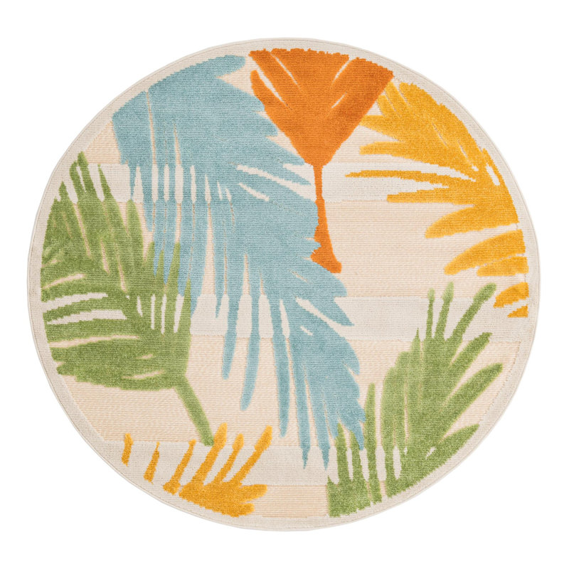 Barcadera Indoor/Outdoor Rug, Round 5'3"