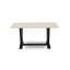 L'ensemble de 6 pièces comprend une table de salle à manger en lin blanc et un banc de salle à manger, ainsi que 4 chaises de salle à manger en tissu de lin sable clair - finition noire brossée-73486333-73486330-9751908