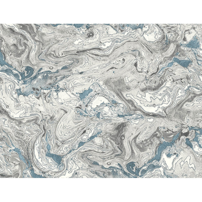 Rouleau de papier peint adhésif imitation marbre L 9 pi x l 27 po Luxe Haven, Pierre lunaire / céruléen