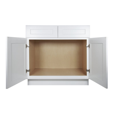 Sink Base Cabinet 36-in W x 34-1/2-in H x 24-in D White Ready to assemble (RTA) Plywood Cabinet Recessed Panel Shaker