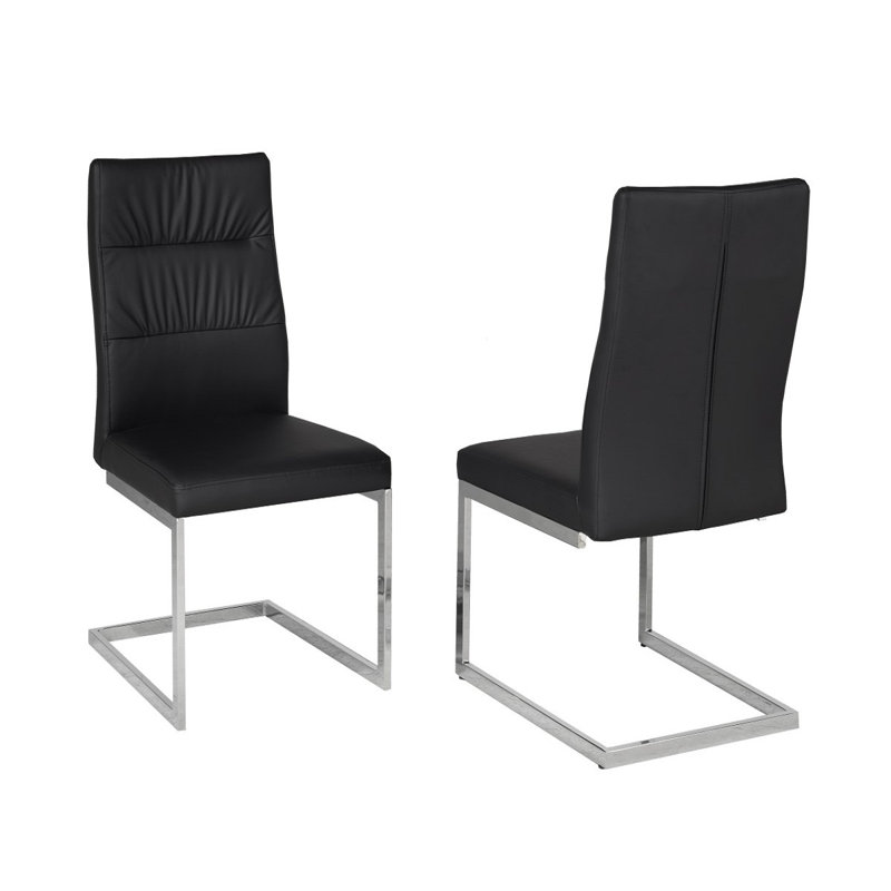 Chaise de salle à manger Huggins, Noir, Argent