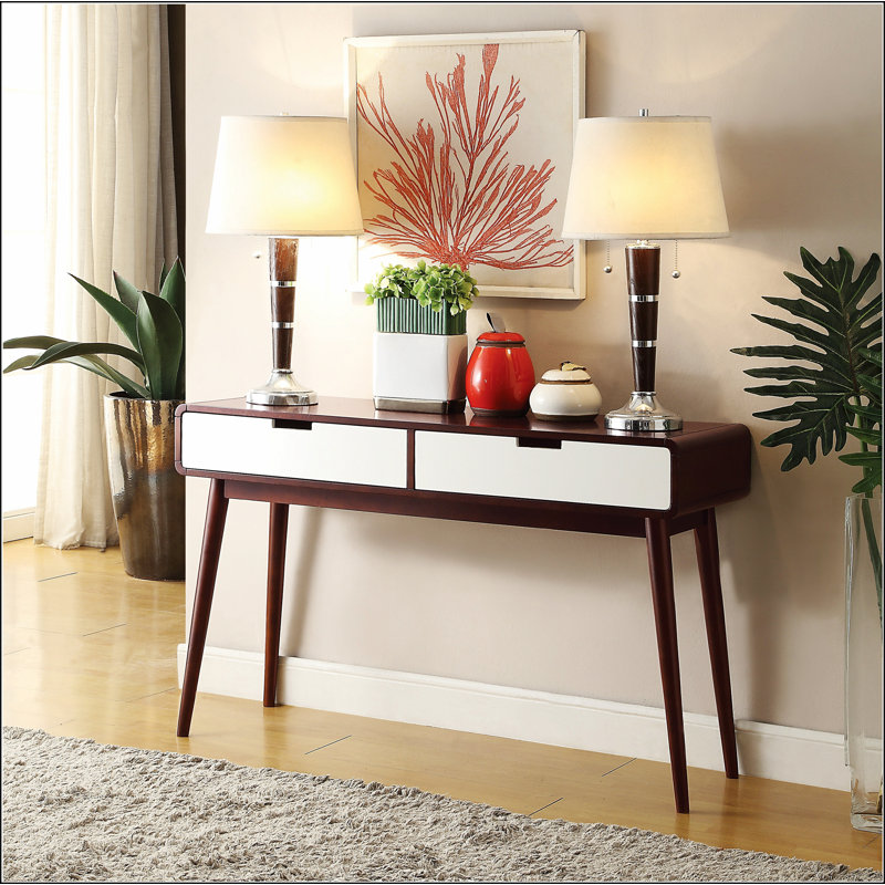 Espresso and White 2-drawer Sofa Table