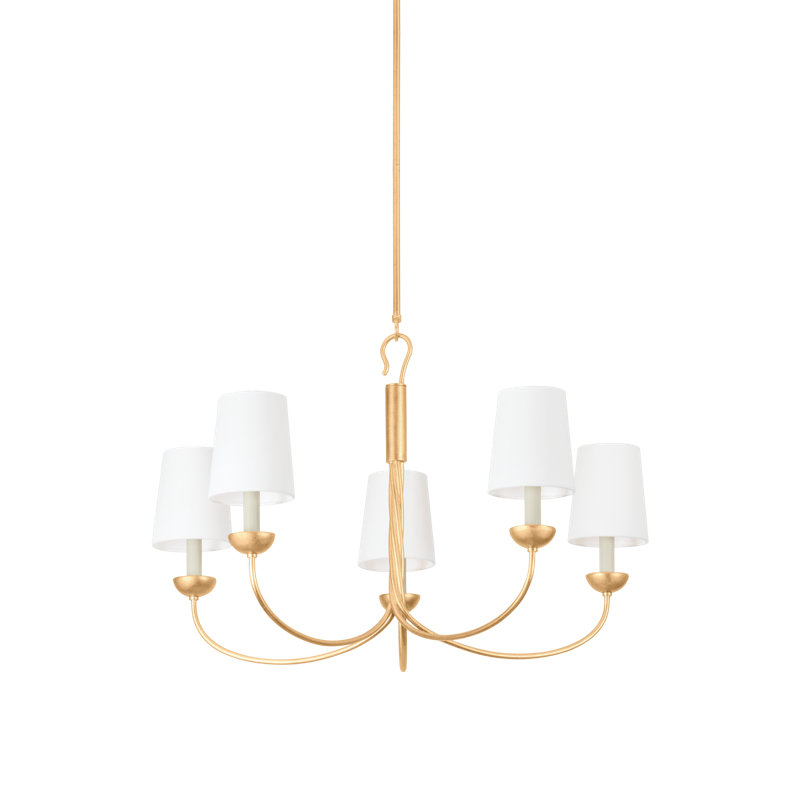 Lustre 5 lumières Montpelier, Laiton vieilli / sable doux