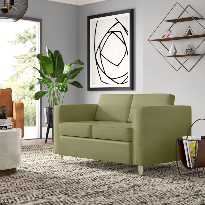 Desantiago 51.5'' Faux Leather Loveseat, Sage Faux Leather
