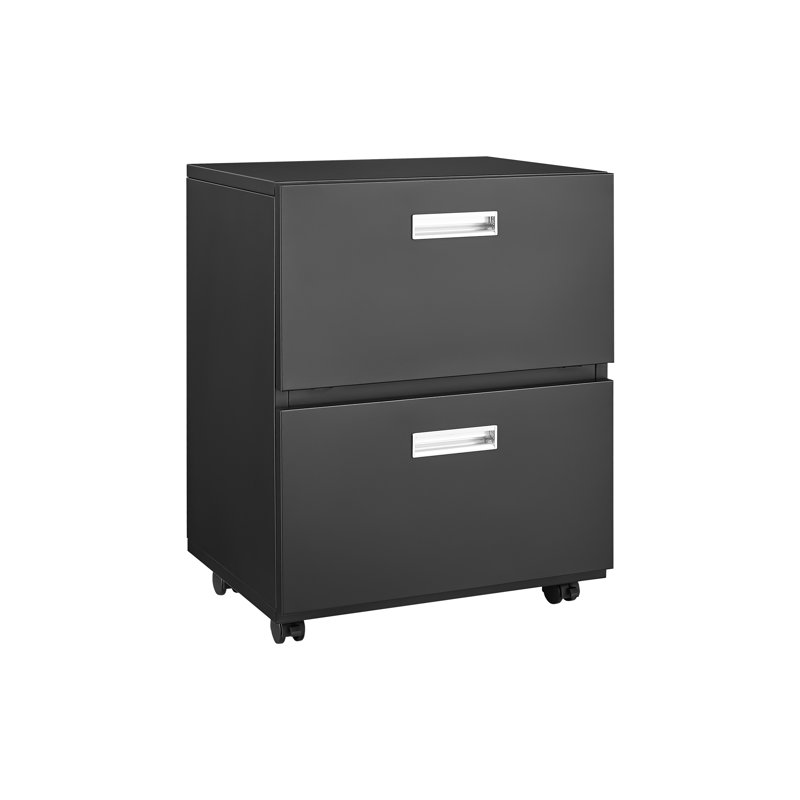 Rangement pour armoire de bureau en métal noir: support à 2 portes avec 4 roulettes, cloison réglable, apparence élégante, pour les zones d'impression