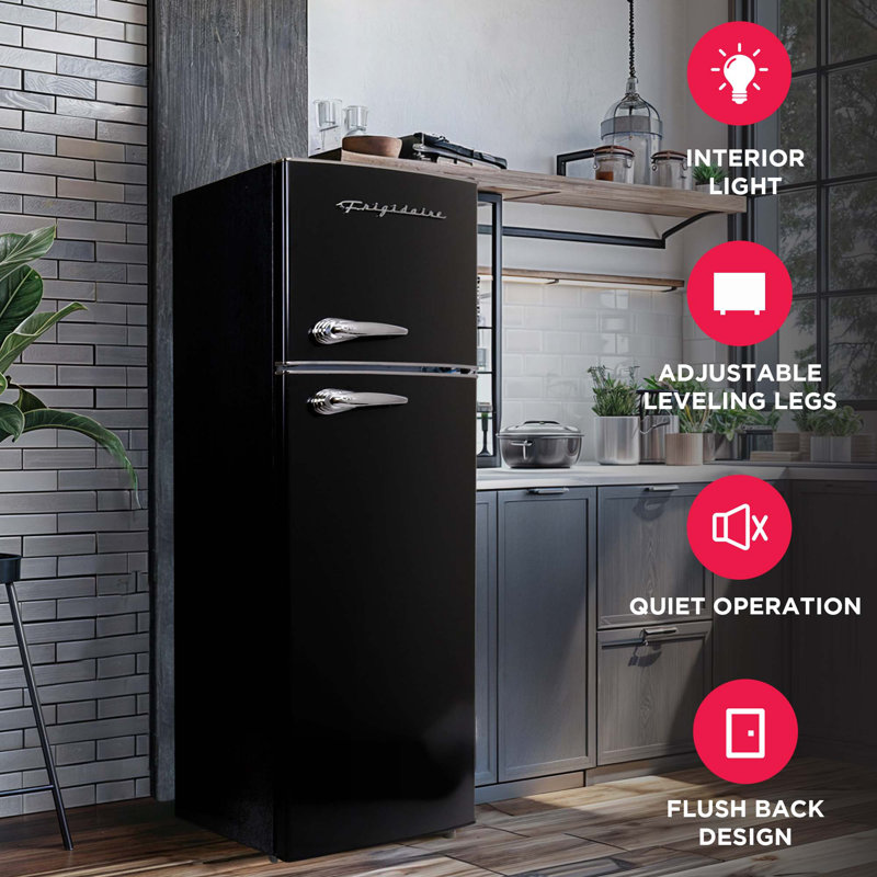 Frigidaire 7.5 Cu. Ft. Retro Refrigerator, Top Mount Apartment Size Fridge , Black