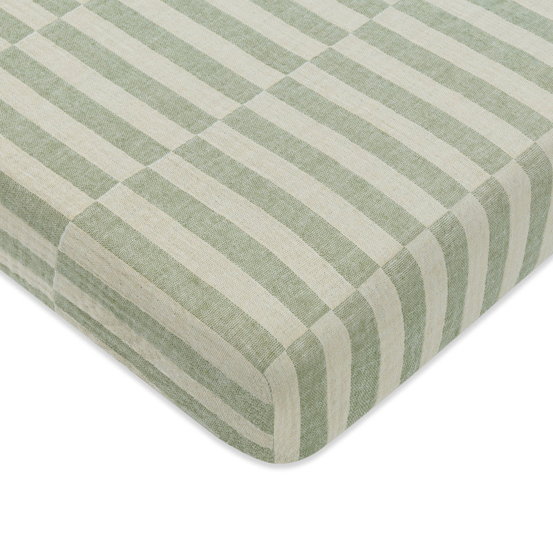 Moss Stripe Muslin Mini Crib Sheet