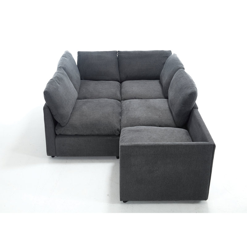 Canapé modulaire en lin 141,5 po Brinsley, Lin gris