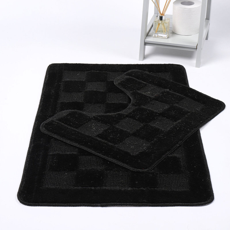 Emitte Polyester Blend Non-Slip Contour Mat, Black
