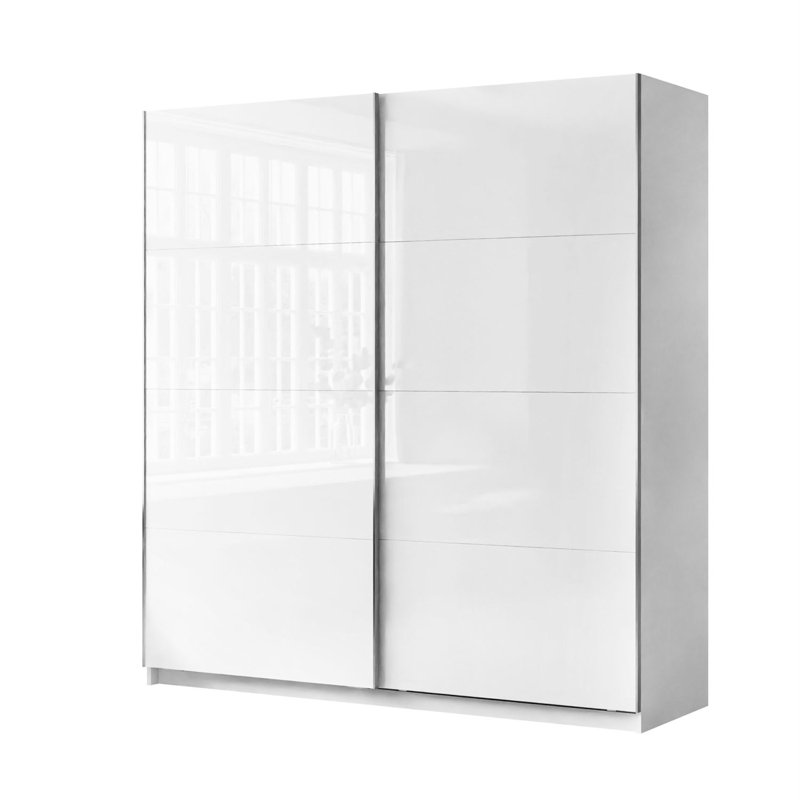 Varonique 2 Door Sliding Wardrobe, 215cm H x 194cm W x 62cm D, White