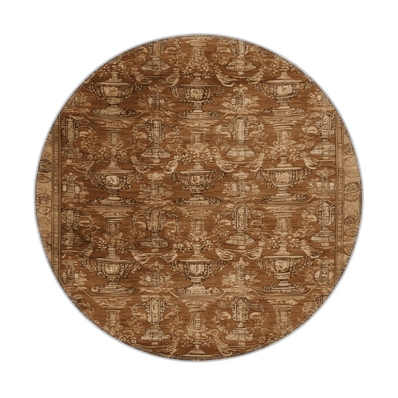 Tapis d'intérieur et d'extérieur brun français, Rond 5 pi