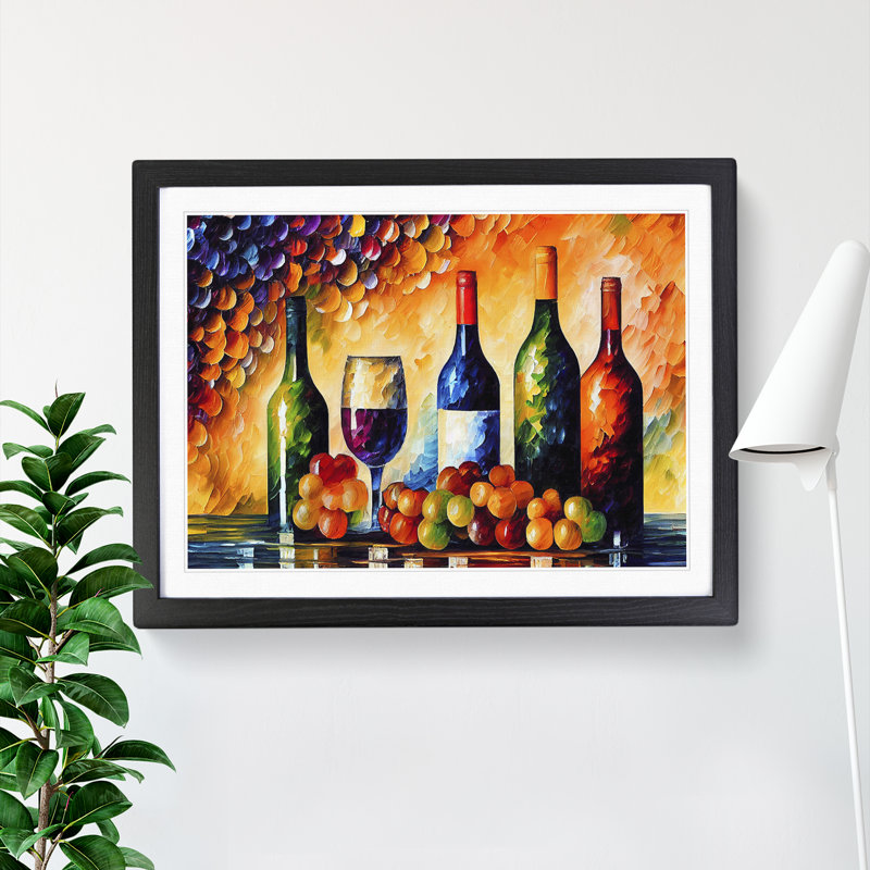 XH1022-10167X Wine Bottle Vol.2 - Single Picture Frame Painting, 46cm H x 64cm W x 2cm D, Black