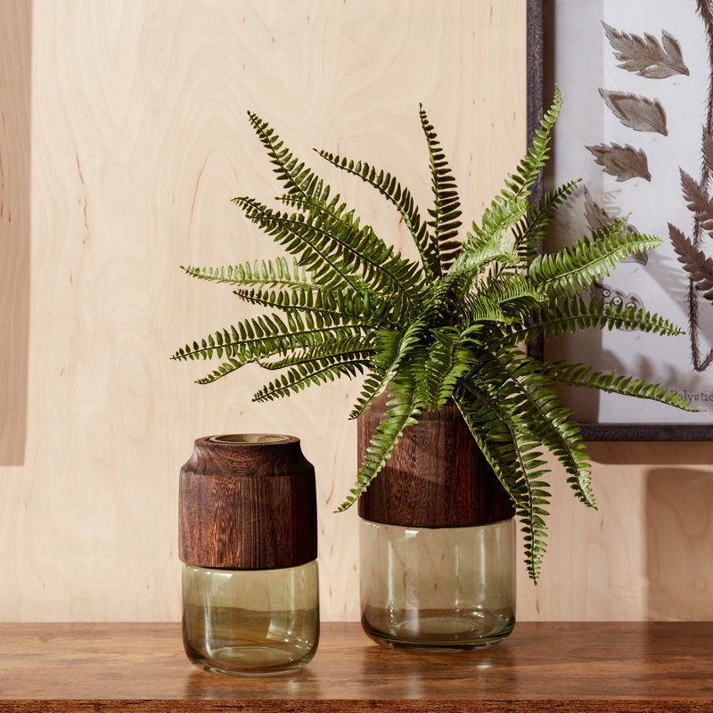 Bradon Glass Table Vase, 11" H x 6.5" W x 6.5" D, Brown/Green