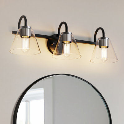 Luminaire moderne 3 lumières avec abat-jour en verre transparent Aigars Sleek