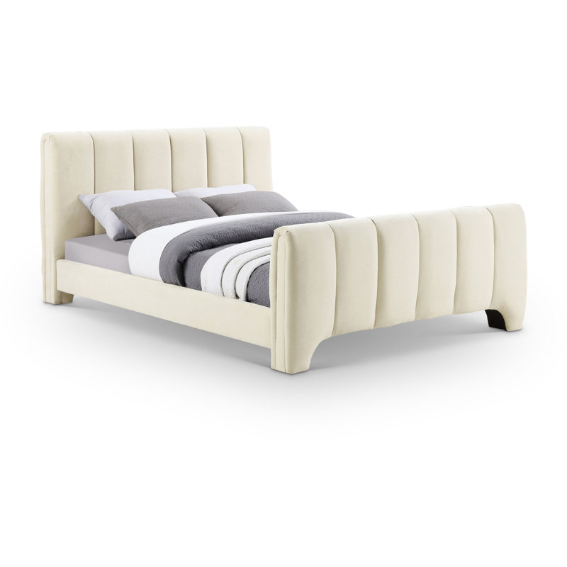 Lit en chenille Zerina, Double, Tissu chenille beige