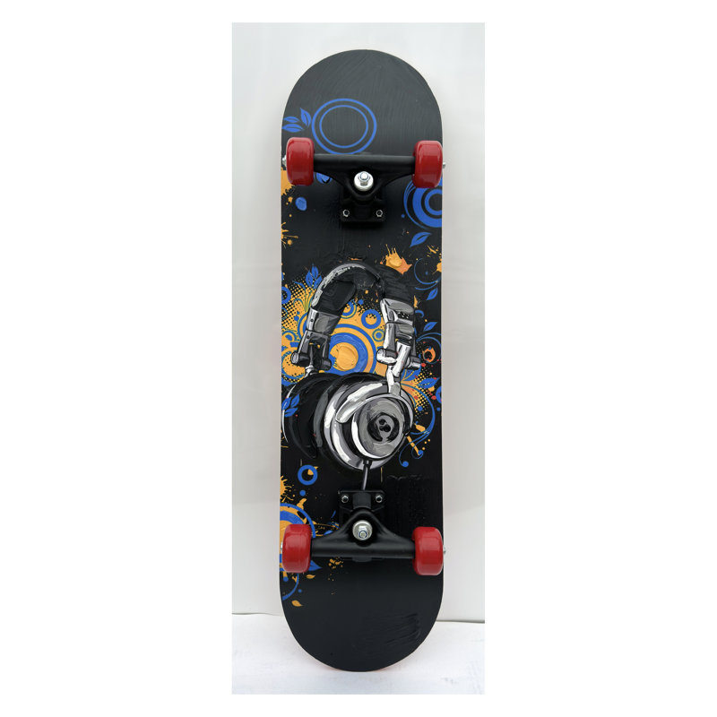 Skateboard with Headphone Design Decko-Board Wall Art - 8" x 31"