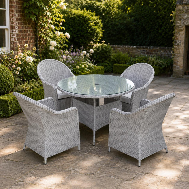 Shatchi Patio Dining Set with, 73cm H x 110cm W x 110cm D, 4