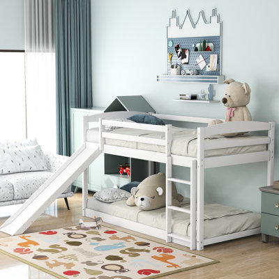 White Twin Over Bunk Bed With Practical - Smooth Surface For Easy Maintenance Safe And Slide, Frame 's Security
