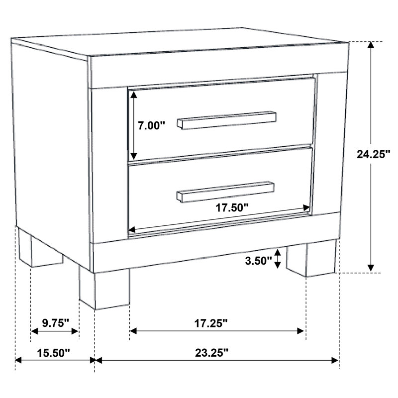 Table de chevet 2 tiroirs Woodmont