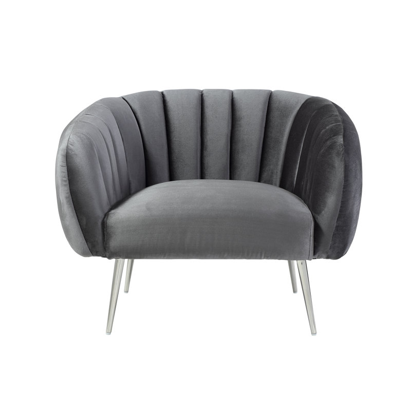 Chaise longue en velours Hilda, Gris, Argent