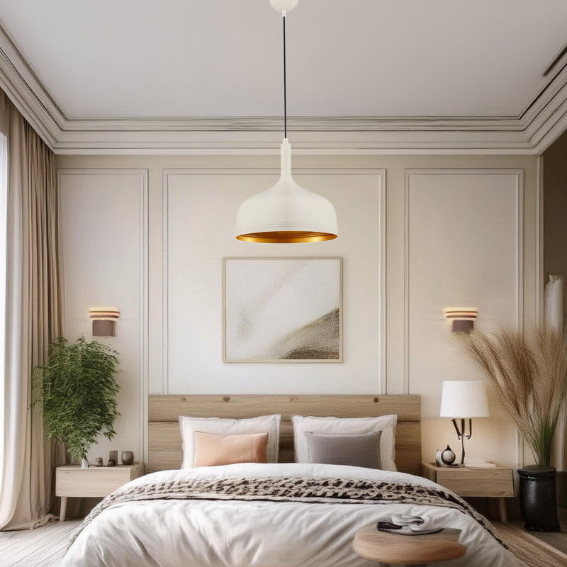 Luminaire suspendu en métal, Blanc