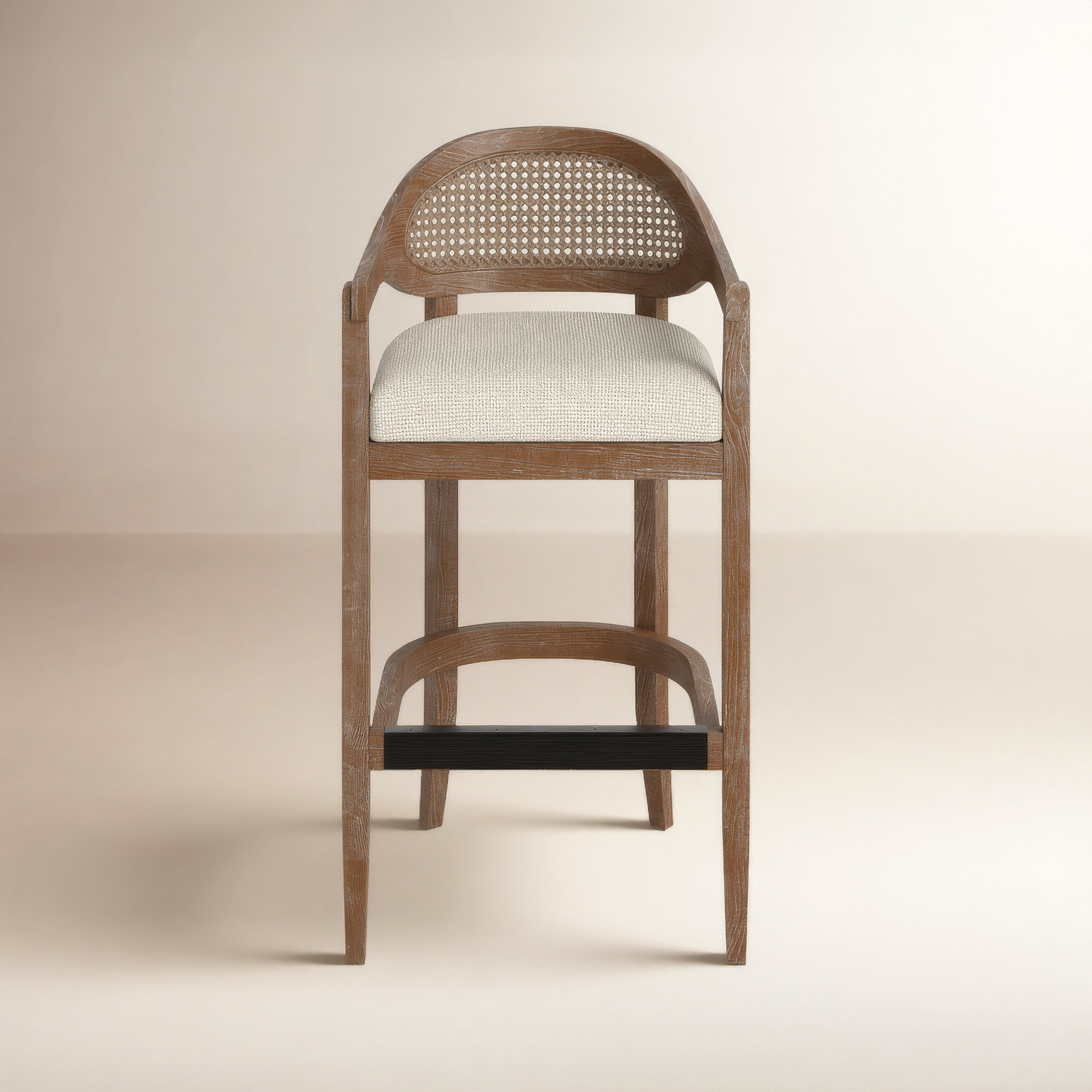 Copley Cane Stool, Bar Stool (30.5” Seat Height), Taupe Beige