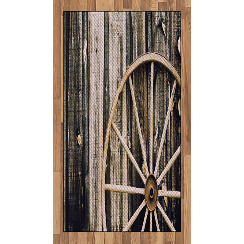 Wagon Wheel High Density Long Fiber Poly Threads Decorative Area Rug Carpet, Rectangle 2'7" x 5'