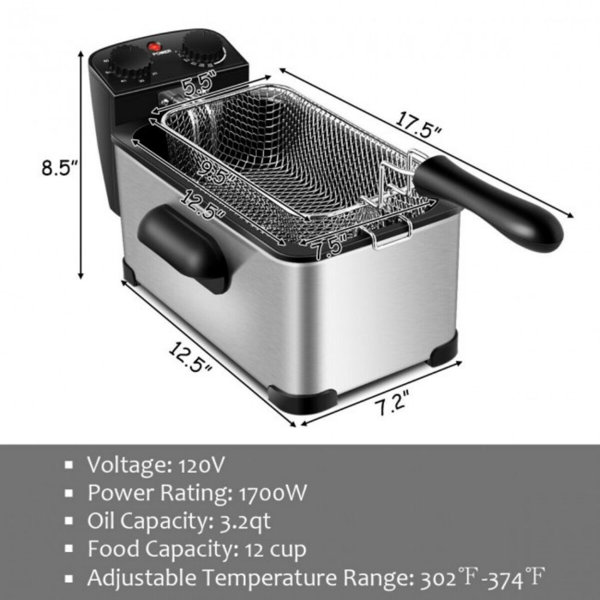 VEVOR Commercial Electric Deep Fryer 24L 3000W with Dual Removable Basket