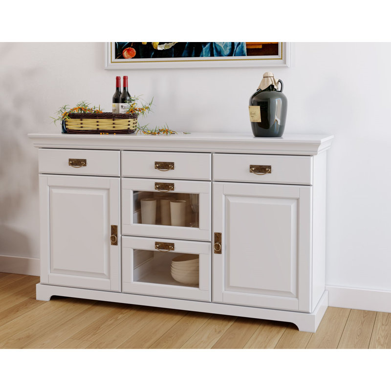 Manwaring 145.3cm Solid Wood Sideboard, White