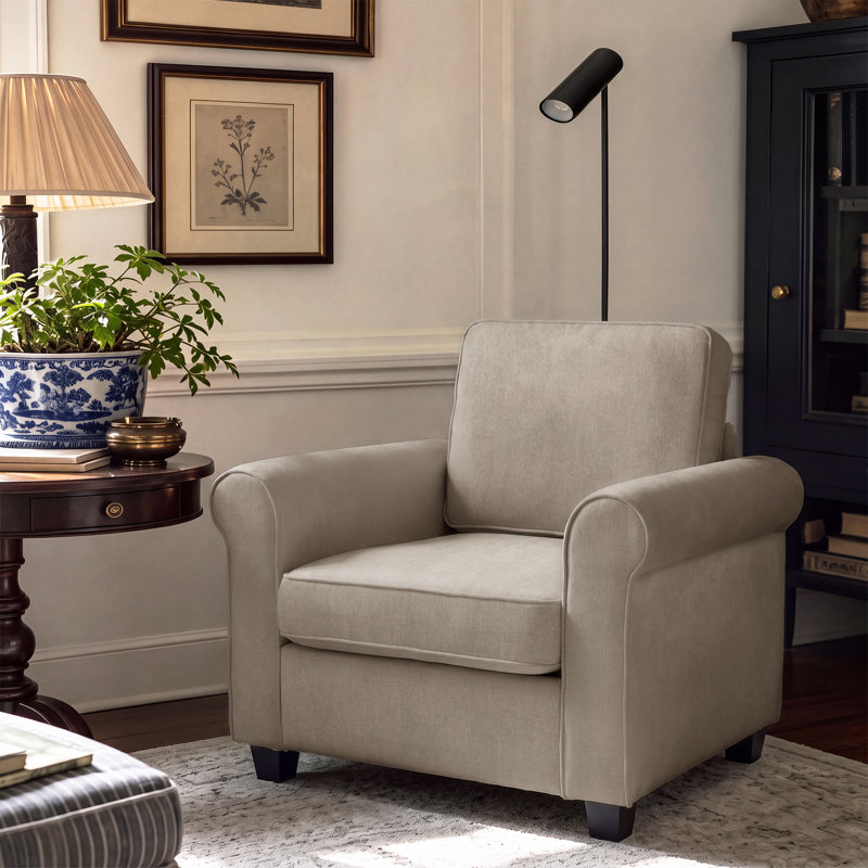 Chaise à accoudoirs roulés 37 po, Khaki