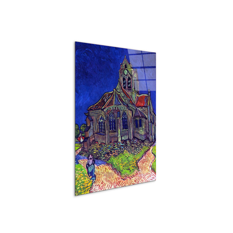 The Church of Auvers By Van Gogh Vincent 80cm H X 60cm W CrystalArt Material Acrylic Glass Effect, Frameless Panel Lightweight Ready to Hang