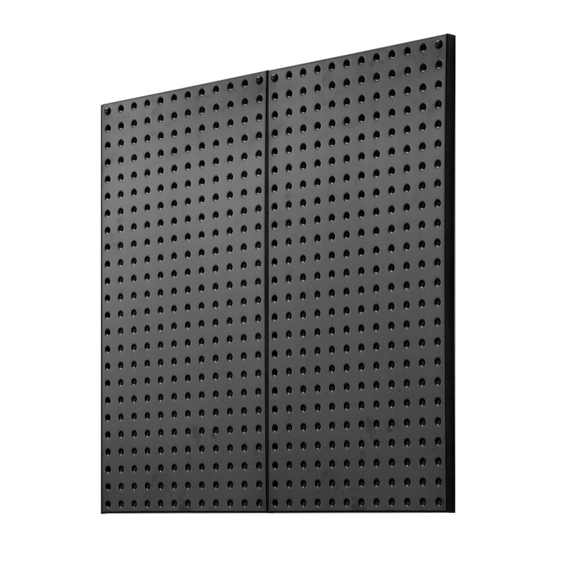 Paquet de 2 panneaux perforés robustes en métal - Organisateur mural en acier noir pour le rangement des outils de garage et l'organisation d'ateliers