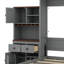 Grand lit escamotable encastré au mur de taille grand avec armoire de rangement, tablette à vin, support en verre, tiroirs et éclairage à DEL-881240823