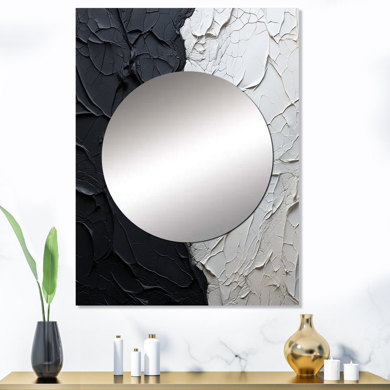 Podhany minimalisme noir et blanc, coin de peinture - décor de miroir mural unique côtier, 40 po x 30 po