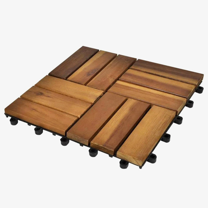 12'' L x 12'' W Wood Interlocking Deck Tile in Brown