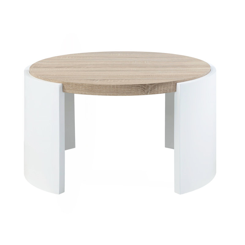 Table basse à 1 tiroir en chêne et blanc ultrabrillant
