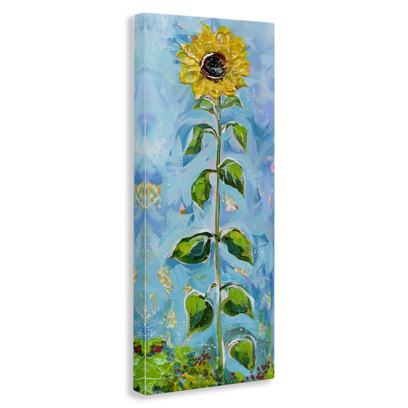  Grand art mural sur toile tournesol par Estelle Grengs, H 30 po x l 13 po