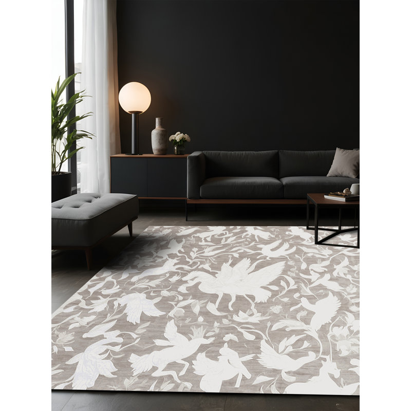 Tapis gris soyeux et moelleux, Carré 5 pi