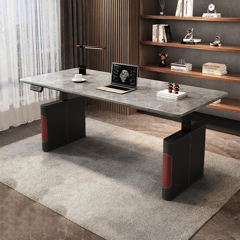 Bureau debout gris en pierre frittée, H 49,21 po x l 78,74 po x P 31,5 po