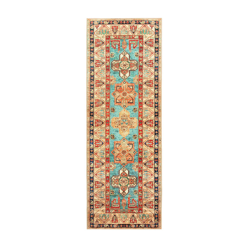 Ottoman Turquoise Performance Flatweave Washable Indoor / Outdoor Rug, Runner 2'6" x 7'