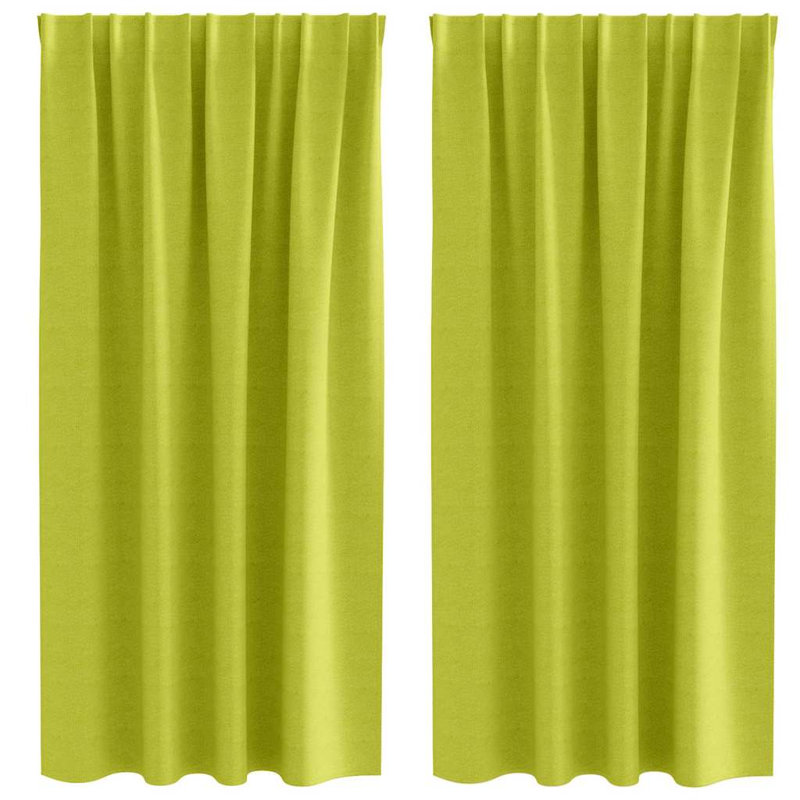 Blackout Curtain Pair, Green, 175cm Width x 140cm Drop