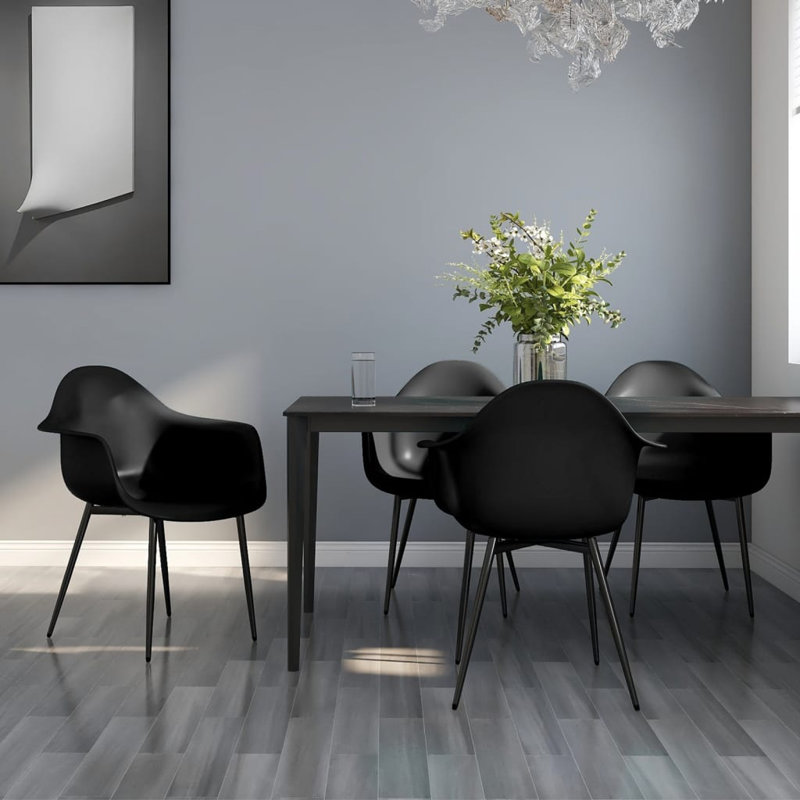 Betancourt 46cm H Metal Side Chair in Black, Black, 4
