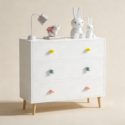 Kids 3 Drawer Dresser, Baby Nightstand for Bedroom, Storage Cabinet for Toddler Child for Living Room, Toddler Room, Nursery, Closet