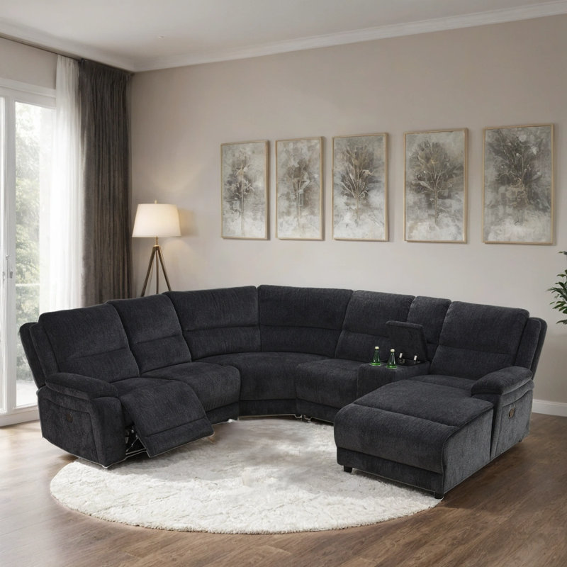 6-Piece Power Reclining Sectional Sofa With Console & Manual Push-Back Chaise