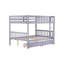 Lit superposé gris double avec lits amovibles et 2 tiroirs pratiques - finition en bois d'hévéa-255949983